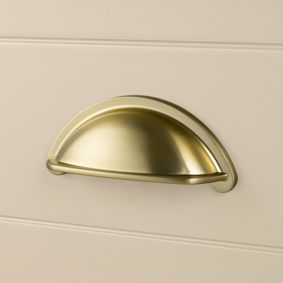 1250mm Beige Traditional Freestanding Vanity Unit with Brass Handles - Kentmere