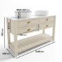 1250mm Beige Traditional Freestanding Vanity Unit with Brass Handles - Kentmere