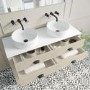 1250mm Beige Traditional Freestanding Vanity Unit with Basins and Black Handles - Kentmere