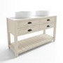 1250mm Beige Traditional Freestanding Vanity Unit with Basins and Black Handles - Kentmere