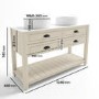 1250mm Beige Traditional Freestanding Vanity Unit with Basins and Black Handles - Kentmere
