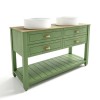 1250mm Green Traditional Freestanding Vanity Unit with Basins and Brass Handles - Kentmere