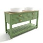 1250mm Green Traditional Freestanding Vanity Unit with Basins and Brass Handles - Kentmere