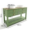 1250mm Green Traditional Freestanding Vanity Unit with Basins and Brass Handles - Kentmere