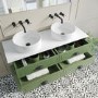 1250mm Green Tradtional Freestanding Vanity Unit with Matt White Top and Black Handles - Kentmere
