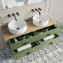 1250mm Green Traditional Freestanding Vanity Unit with Wood Effect Top and Black Handles - Kentmere