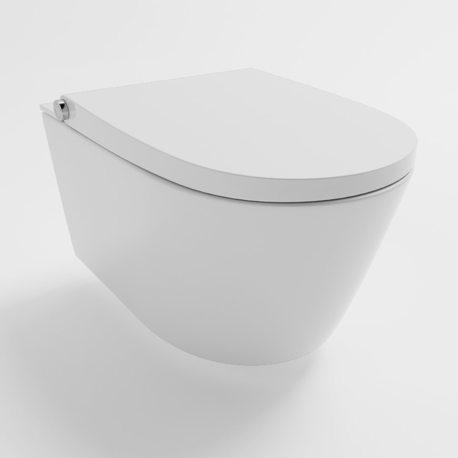 Wall Hung Smart Bidet Japanese Toilet & 1160mm Frame Cistern and Chrome Pneumatic Flush Plate - Purificare