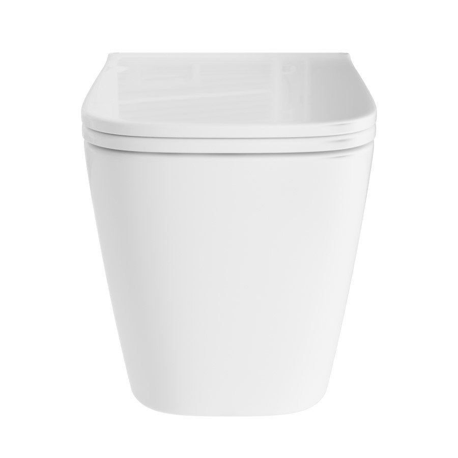 Wall Hung Toilet with Soft Close Seat, Pneumatic Brushed Brass Flush Plate, 820mm Frame & Cistern - Albi