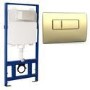 1168mm Wall Hung Toilet Frame & Brass Pnuematic Dual Flush Plate with Concealed Cistern - Elira