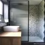 700mm Black Fluted Glass Wet Room Shower Screen with Return Panel - Volan