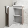 430mm Wood Effect Cloakroom Freestanding Vanity Unit with Basin and Black Handle - Virgo&#160;