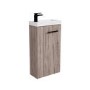 Cloakroom Suite with Wood Effect Freestanding Vanity Unit Black Handle and Corner Close Coupled Toilet - Virgo