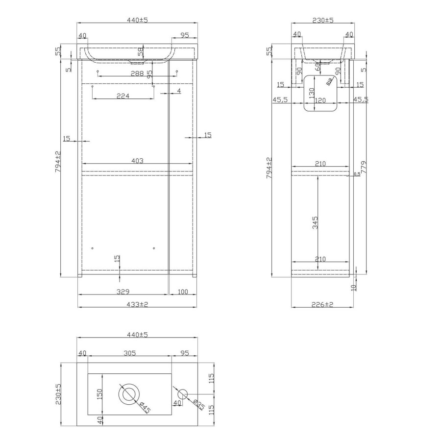 Cloakroom Suite with Wood Effect Freestanding Vanity Unit Black Handle and Corner Close Coupled Toilet - Virgo