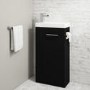 430mm Black Cloakroom Freestanding Vanity Unit with Basin and Chrome Handle - Virgo  
