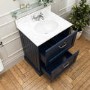 Grade A1 - 600mm Blue Freestanding Marble Top Vanity Unit - Ashbourne