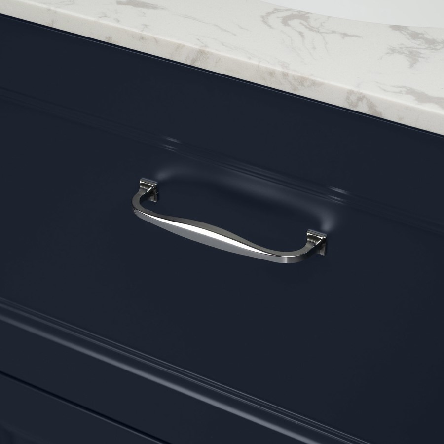 Grade A1 - 600mm Blue Freestanding Marble Top Vanity Unit - Ashbourne