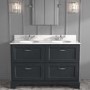 Grade A1 - 1200mm Dark Grey Freestanding Marble Top Double Vanity Unit - Ashbourne