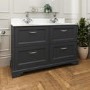 1200mm Anthracite Freestanding Marble Top Double Vanity Unit - Ashbourne