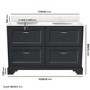 1200mm Anthracite Freestanding Marble Top Double Vanity Unit - Ashbourne