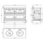 1200mm Anthracite Freestanding Marble Top Double Vanity Unit - Ashbourne