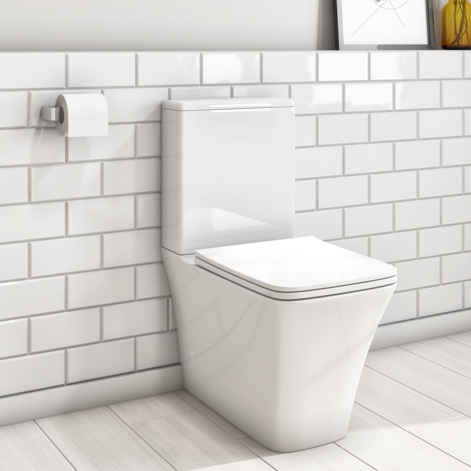 Grade A1 - Close Coupled Rimless Toilet with Soft Close Seat - Boston ...