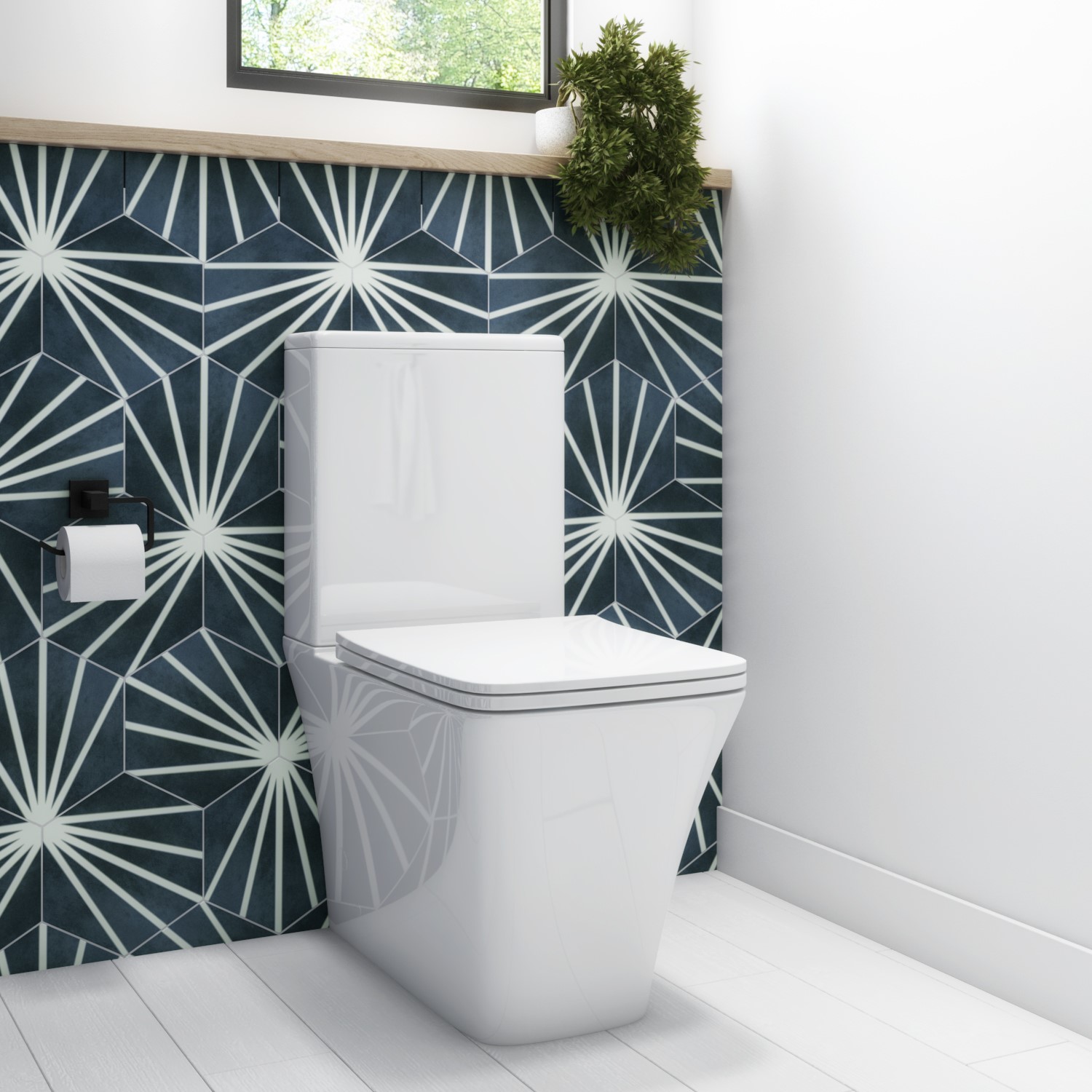 Grade A2 - Close Coupled Rimless Toilet with Soft Close Seat - Boston ...