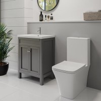 Grade A1 - Close Coupled Toilet and Basin Vanity Unit Bathroom Suite - Avebury