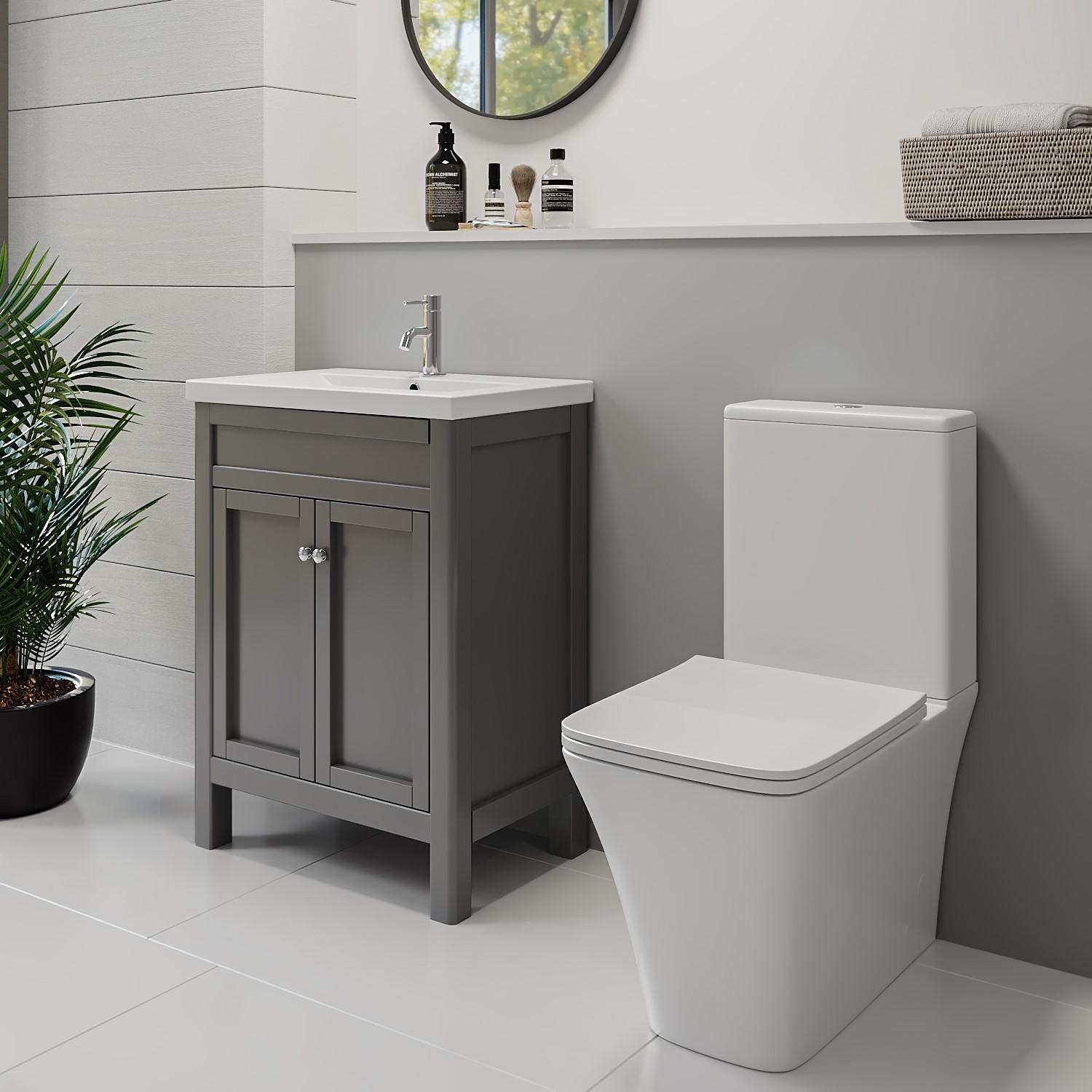 Close Coupled Toilet and Basin Vanity Unit Bathroom Suite Avebury
