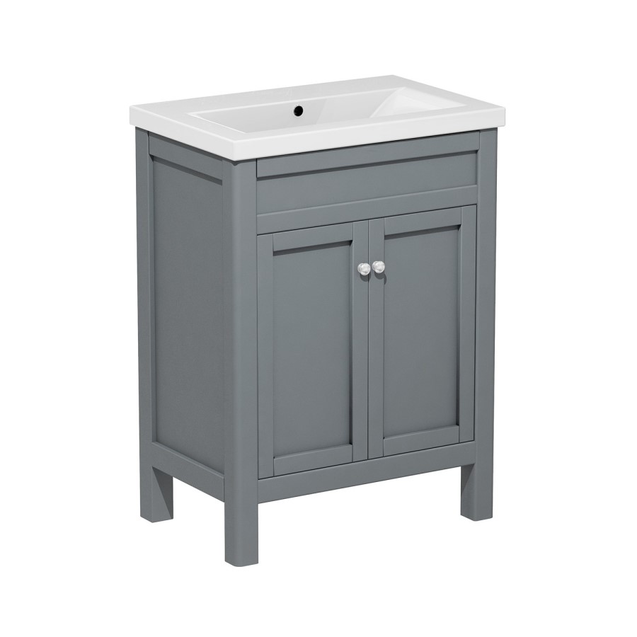Grade A1 - Close Coupled Toilet and Basin Vanity Unit Bathroom Suite - Avebury