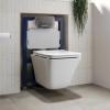 Wall Hung Toilet with Soft Close Seat Chrome Pneumatic Flush Plate 820mm Frame &amp; Cistern - Boston