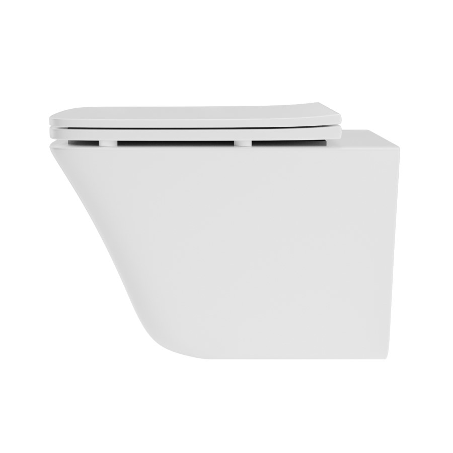 Wall Hung Rimless Toilet with Soft Close Seat and Chrome Pneumatic Flush Plate, 820mm Frame & Cistern – Boston