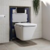 Wall Hung Toilet with Soft Close Seat Black  Pneumatic Flush Plate 820mm Frame &amp; Cistern - Boston