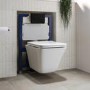 Wall Hung Toilet with Soft Close Seat Black  Pneumatic Flush Plate 820mm Frame & Cistern - Boston