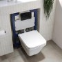 Wall Hung Toilet with Soft Close Seat Black  Pneumatic Flush Plate 820mm Frame & Cistern - Boston
