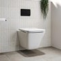 Wall Hung Rimless Toilet with Soft Close Seat and Black Pneumatic Flush Plate, 820mm Frame & Cistern – Boston
