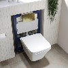 Wall Hung Toilet with Soft Close Seat Brushed Brass Pneumatic Flush Plate 820mm Frame &amp; Cistern - Boston