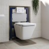 Wall Hung Toilet with Soft Close Seat White Glass Sensor Pneumatic Flush Plate 820mm Frame &amp; Cistern - Boston