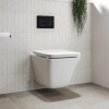Wall Hung Toilet with Soft Close Seat Black Glass Sensor Pneumatic Flush Plate 820mm Frame &amp; Cistern - Boston
