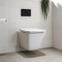Wall Hung Rimless Toilet with Soft Close Seat and Black Glass Sensor Flush Plate, 820mm Frame & Cistern – Boston