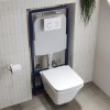 Wall Hung Toilet with Soft Close Seat White Glass Sensor Pneumatic Flush Plate 1160mm Frame &amp; Cistern - Boston