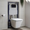 Wall Hung Toilet with Soft Close Seat Black Glass Sensor Pneumatic Flush Plate 1160mm Frame &amp; Cistern - Boston