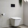 Wall Hung Toilet with Soft Close Seat Black Glass Sensor Pneumatic Flush Plate 1160mm Frame & Cistern - Boston