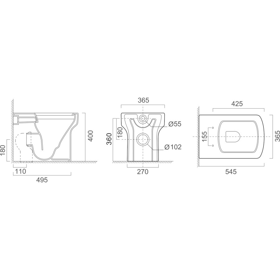 Back to Wall Rimless Toilet and Soft Close Seat - Ashford