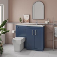 1100mm Blue Toilet and Sink Unit Right Hand with Square Toilet and Chrome Fittings - Ashford 1100mm Blue Toilet and Sink Unit Right Hand with Square Toilet and Chrome Fittings - Ashford