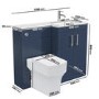 1100mm Blue Toilet and Sink Unit Right Hand with Square Toilet and Chrome Fittings - Ashford