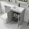 1100mm Grey Toilet and Sink Unit Right Hand with Square Toilet and Black Fittings - Ashford