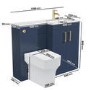 1100mm Blue Toilet and Sink Unit Right Hand with Square Toilet and Brass Fittings - Ashford