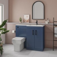 1100mm Blue Toilet and Sink Unit Right Hand with Square Toilet and Black Fittings - Ashford 1100mm Blue Toilet and Sink Unit Right Hand with Square Toilet and Black Fittings - Ashford