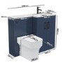 1100mm Blue Toilet and Sink Unit Right Hand with Square Toilet and Black Fittings - Ashford