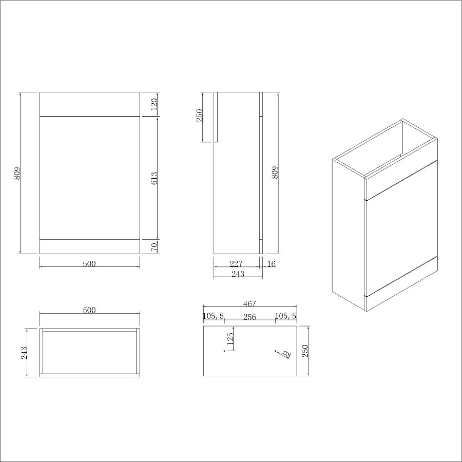 Grade A1 - 1100mm Grey Toilet and Sink Unit Left Hand with Chrome Fittings - Ashford